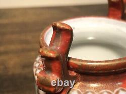 Very Fine Antique 1868 Japanese Kutani Watano Sei Porcelain Miniature Tripod Urn