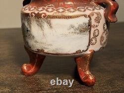 Very Fine Antique 1868 Japanese Kutani Watano Sei Porcelain Miniature Tripod Urn