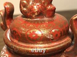 Very Fine Antique 1868 Japanese Kutani Watano Sei Porcelain Miniature Tripod Urn