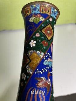 Very Fine Antique Japanese Meiji Cloisonne Vase Dragon & Phoenix 12