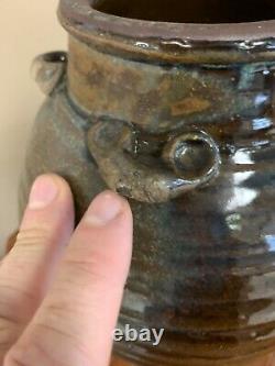 Very Fine Asian Japanese Chinese Martaban Tea Jar Jug Lugs Glaze