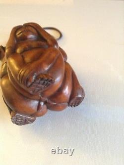 Very Fine Hand carved Japanese Rosewood See Hear Say No Evil Monkey Inro