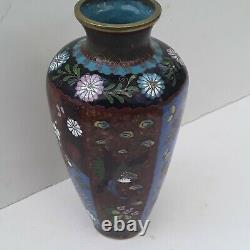 Very Fine Japanese Cloisonne Goldstone Panel Vase Meiji Period