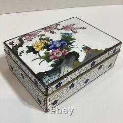 Very Fine Japanese Cloisonne Signed Inaba Box 4 1/2x 3 1/4x 13/4