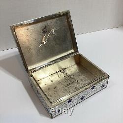 Very Fine Japanese Cloisonne Signed Inaba Box 4 1/2x 3 1/4x 13/4