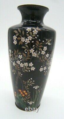 Very Fine Japanese Cloisonne Vase Cherry Blossoms