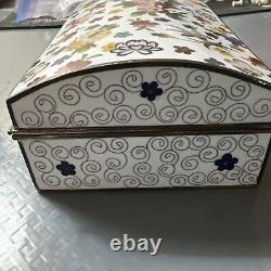 Very Fine Japanese Inaba Cloisonne 6 1/3x 4 1/3 X2 2/3 Floral Jewelry Box