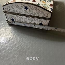 Very Fine Japanese Inaba Cloisonne 6 1/3x 4 1/3 X2 2/3 Floral Jewelry Box