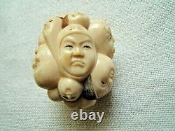 Very Fine Meiji Japanese Carving Multi-faces