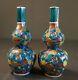 Very Fine Pair of Japanese 1860 Meiji Period Kutani Mokubei Double Gourd Bottles