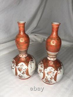 Very Fine Pair of Japanese Meiji Period Kutani Double Gourd Bottles
