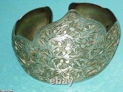 Vintage 1940s-50s RARE 950 Sterling Silver Japanese Chased Cuff Bracelet 29.3g