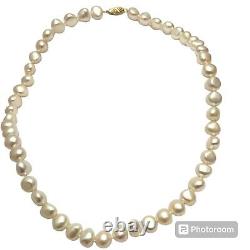 Vintage 1950s Japanese Cultured Pearl Chocker Necklace 14k Yellow Gold