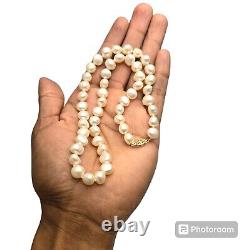 Vintage 1950s Japanese Cultured Pearl Chocker Necklace 14k Yellow Gold