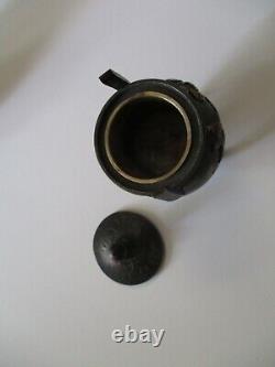Vintage Antique Bronze Metal Sculpture Fine Old Chinese Japanese Lidded Jar Pair