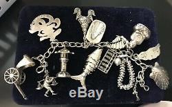 Vintage-Antique Sterling Silver Japanese Themed 7.5 Charm Bracelet! Gorgeous