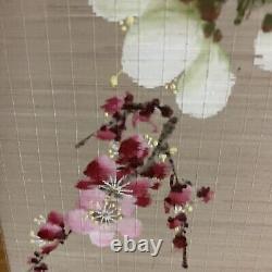 Vintage Japanese Art Gorgeous Hand Painting Fine Bamboo Hanging Scroll -Sakura