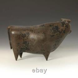 Vintage Japanese Cast Iron Sculpture Cow Decorative Fine Art Japan 20th C