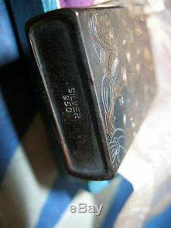 Vintage Japanese Fine 950 Sterling Silver Cigarette Case & Lighter 7 Lucky Gods