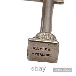 Vintage K Uyeda Japanese Sterling Silver Charm Bracelet with 2 Uyeda Charm RARE