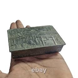 Vintage Old Antique Fine Embossed Nice Japanese Zinc Cigarette Box, JAPAN