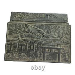 Vintage Old Antique Fine Embossed Nice Japanese Zinc Cigarette Box, JAPAN