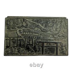 Vintage Old Antique Fine Embossed Nice Japanese Zinc Cigarette Box, JAPAN