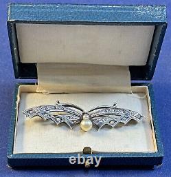 Vintage Toyokoki CPO Sterling Silver Japanese Pearl Butterfly Pin Brooch & Box